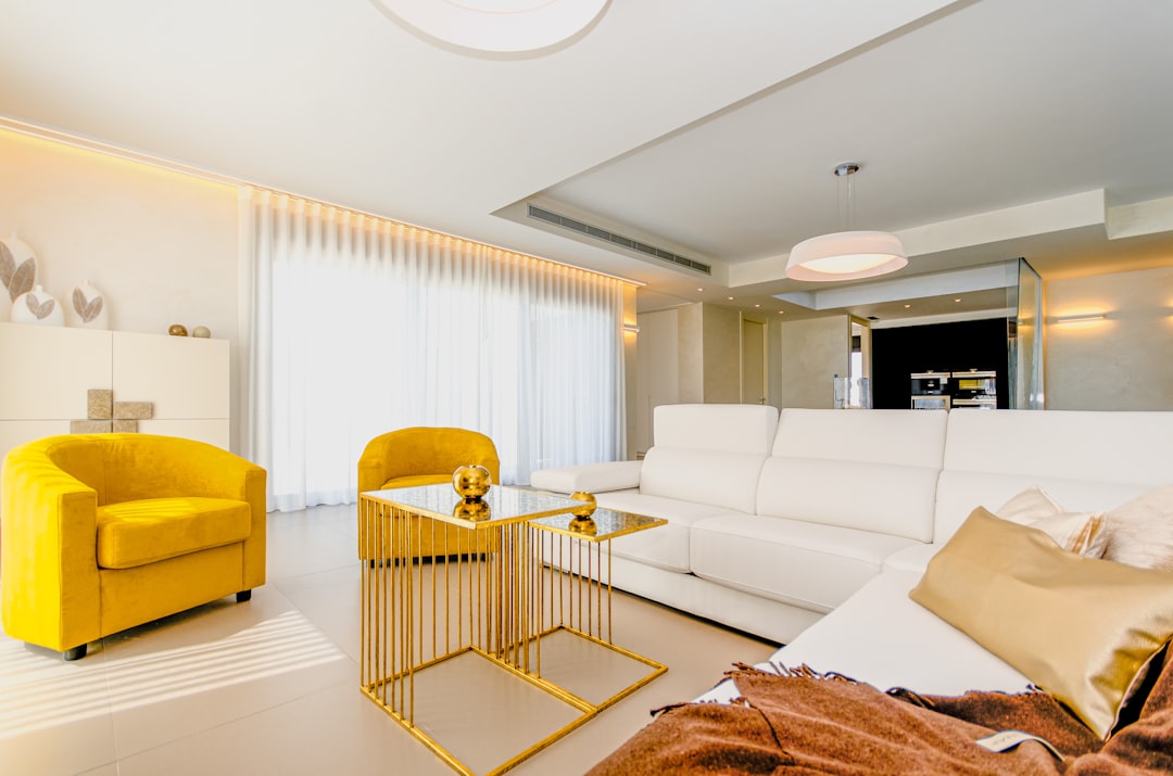Refined living room interior with gold accents